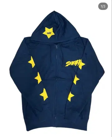 SHHH 별 모양 프린트 후드티 네이비