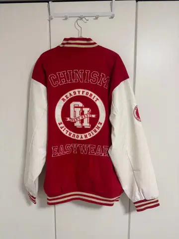 CHINISM 바시티 자켓 빨간색/화이트