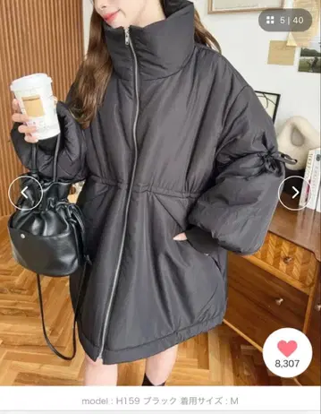 모먼트플러스 리본 드로스트 충전솜 다운 자켓 [블랙] [L]