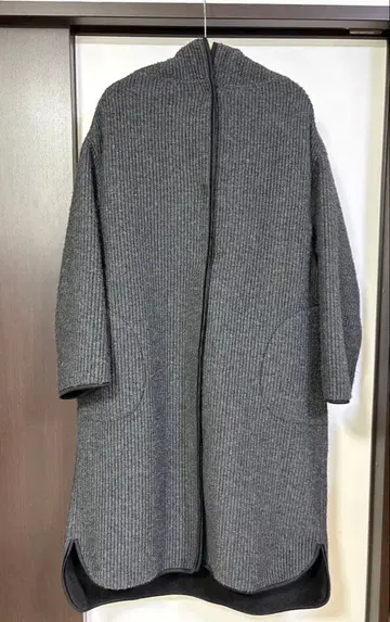 MidiUmi 그레이 후드 부착 롱 코트