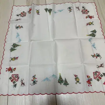 긴자 와코 크리스마스 자수 손수건 미사용 새상품