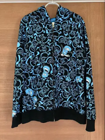 디즈니 리조트 알라딘 지니 올 패턴 후드티 L 사이즈