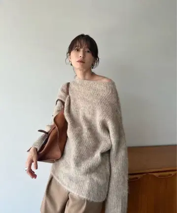 CLANE BOAT NECK ALPACA OVER KNIT TOPS