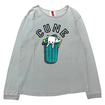 CUNE 버킷 고양이 로고 프린트 긴팔 컷소 롱티 L