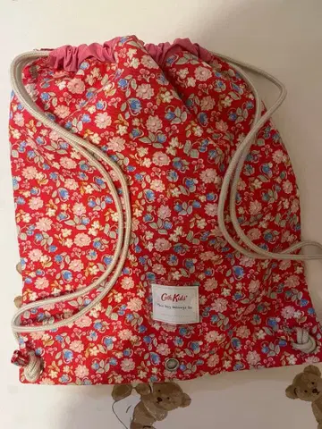 Cath Kid's 꽃무늬 복조리 백팩 핑크 끈