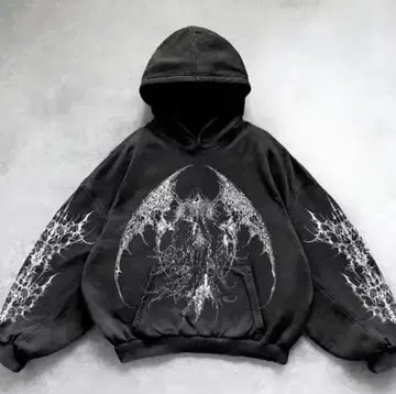 y2k 그래픽 프린트 블랙 후디