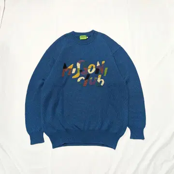 [MISSONI] 90s 메리노울 소재 로고 크루넥 니트 블루 계열
