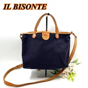 IL BISONTE 2WAY 숄더백 캔버스 네이비 퍼플 계열