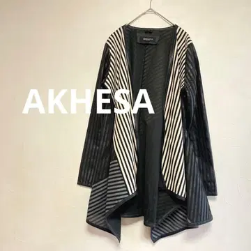 아케샤 프랑스 AKHESA 스트라이프 비대칭 자켓 가죽 F