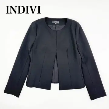 [컨디션 최상] INDIVI 노카라 자켓 38 블랙 포멀 워셔블
