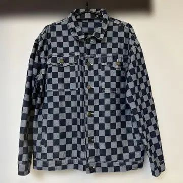 체크 무늬 데님풍 캐주얼 자켓 M 사이즈 새상품급