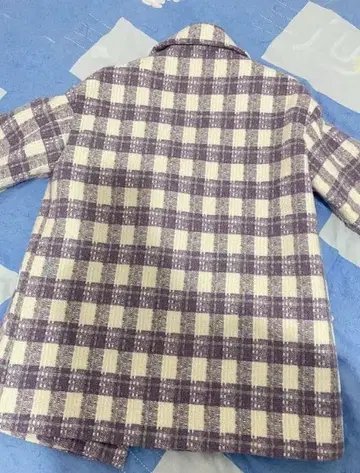 퍼플 체크 더블 브레스트 자켓 M