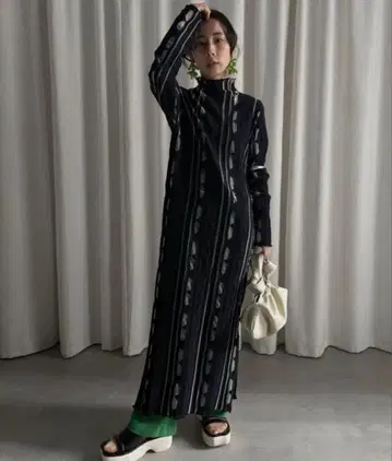 AMERI MEDI SHEER GEOMETRIC KNIT DRESS