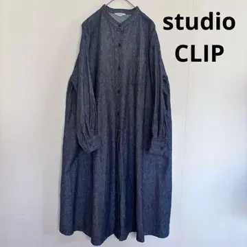 스튜디오 클립 데님 셔츠 롱 원피스 밴드 카라