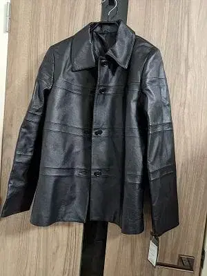 255 택 포함 새상품 미사용 보관품 리얼 가죽 피 혁 블루종 코트 심플