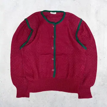 00s 빈티지 빨간색 그린 니트 가디건 긴팔