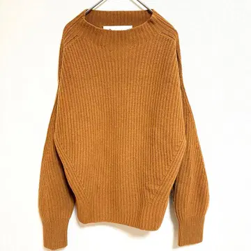 [그린 라벨 릴랙싱] 울 모크넥 리브 니트 카멜 36