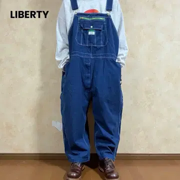 LIBERTY 데님 오버롤 페인터 오버 사이즈 자수 로고