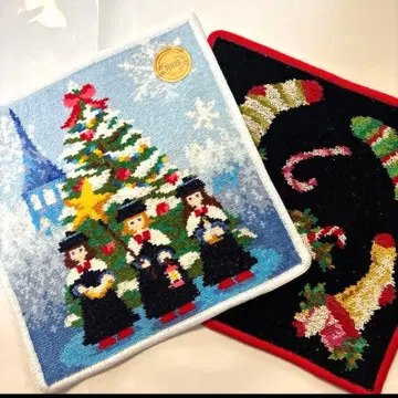 페이 크리스마스 손수건 2장 세트 미사용 새상품