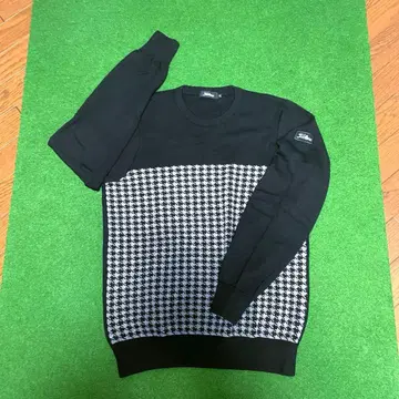 타이틀리스트 울 100% 스웨터 LL 블랙 x 하운드투스 패턴