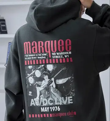 MONO-MART 빈티지 라이크 밴딩 백 프린트 풀오버 후드티 L