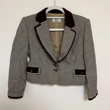 체크 무늬 숏 자켓