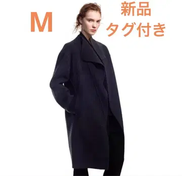 택 포함 새상품 UNIQLO 캐시미어 블렌드 노카라 코트 M 블랙