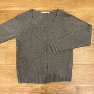 MAJESTIC LEGON 니트 가디건 시스루 짜임 그레이 프리 사이즈