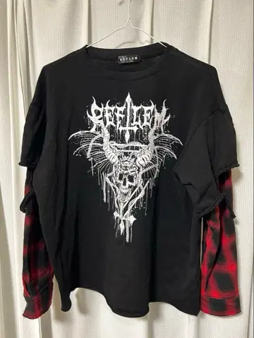 REFLEM 페이크 레이어드 체크 롱 T