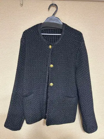 노카라 자켓 블랙 골드 버튼