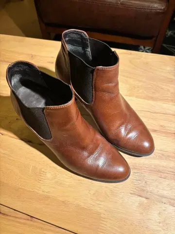 조르지오 피치노 브라운 가죽 사이드 고어 부티 중간 힐