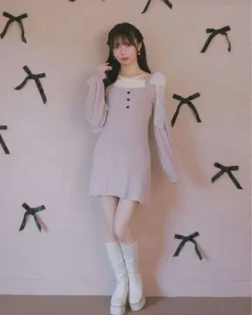 evelyn 하트 오프숄더 리본 op 미나세 사라 콜라보