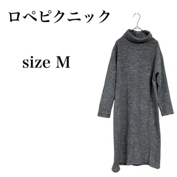 로페피크닉 터틀넥 니트 원피스 그레이