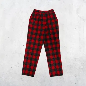 00년대 빈티지 빨간색 블랙 체크 무늬 캐주얼 팬츠