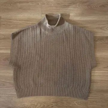 studio CLIP 니트 베스트 와플 편직 하이넥 베이지 프리