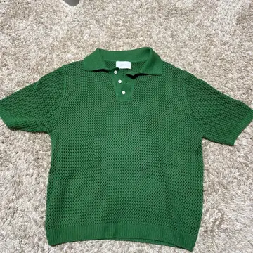 Ordinary 메쉬 편직 그린 피케 셔츠