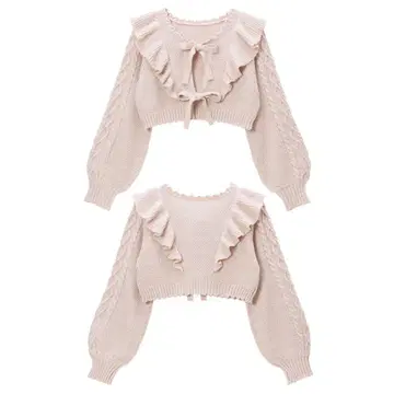 DearMyLoveWhip 전후 2WAY 더블 리본 가디건 [ 니트 ]