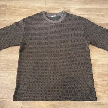 GU 와플 상의 루즈 실루엣 반팔 T셔츠 브라운 남성용 L