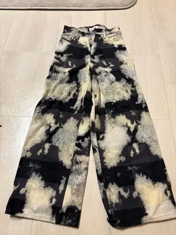MASU BLEACHED PLAID PAINTER PANTS 42