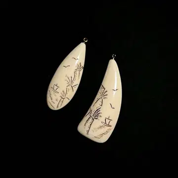 레어 산수화 펜던트 2개 세트