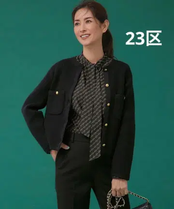 23구 [세탁 가능] 코튼 릴리 니트 자켓 46 블랙 23AW 골드 버튼