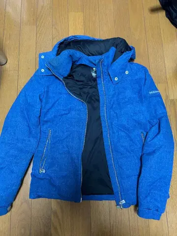 레트로 엔진 후드 부착 다운 자켓 S 사이즈 파랑