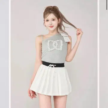 다리치 빅 리본 원숄더 상의 그레이 택 포함 새상품