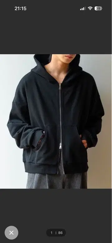 블랙 풀 집업 후드티 M 사이즈