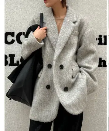 그레이 오버 사이즈 체스터 코트 지프소피아 gypsophila