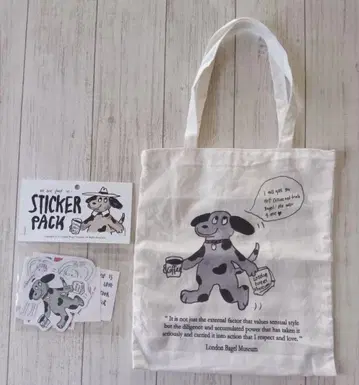 런던 베이글 뮤지엄 토트백 S 스티커 팩 강아지 한국 한정판