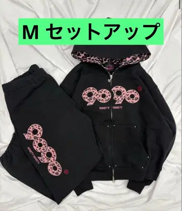 9090 girl OG 로고 집 후디 블랙