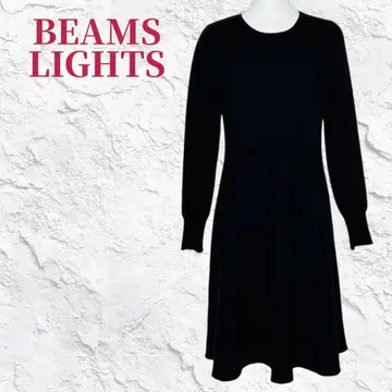 컨디션 최상 빔즈 긴팔 플레어 니트 원피스 블랙 (38) 울 혼방