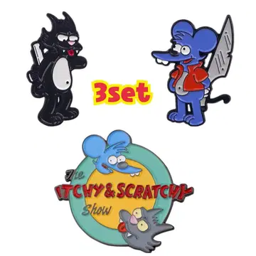 새상품 ITCHY & SCRATCHY 핀 배지 3개 세트