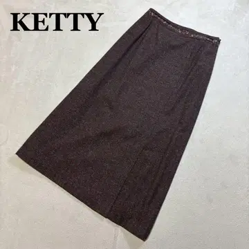 [ 기간 한정 세일 ] KETTY 브라운 꽃무늬 자수 롱 스커트